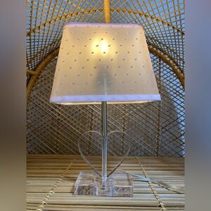 Heart-Shaped Clear Table Lamp with Cream Shade